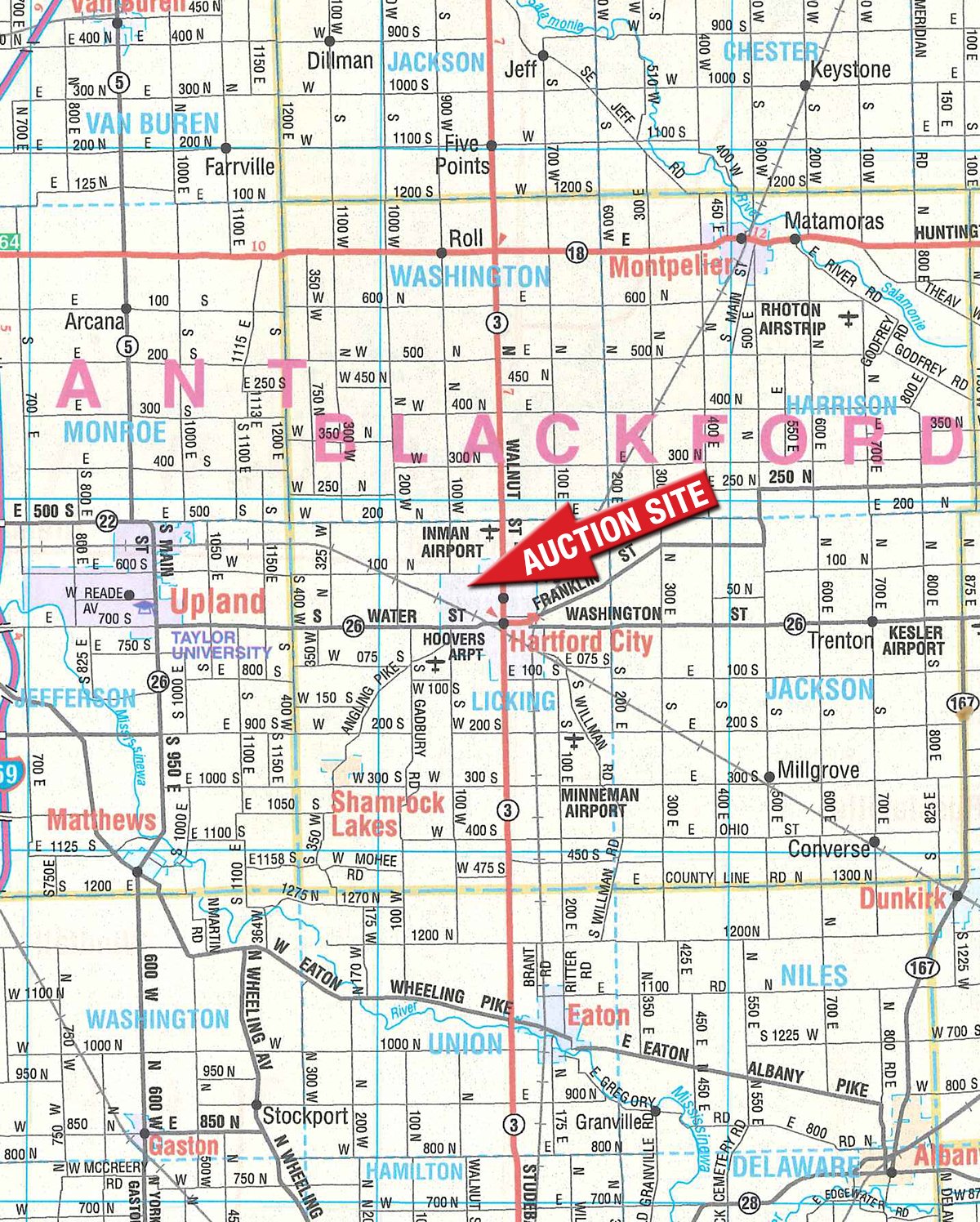 Area map - ABSOLUTE UNRESERVED AUCTION! Call Now to Consign your Equipment Zach Hiner 260-437-2771 zach@schraderauction.com